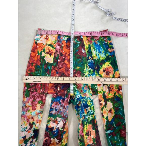 Revolve Casper & Pearl Sophmore Pants Floral Skinny Leg Sheer Front Artsy Fun - Picture 10 of 11